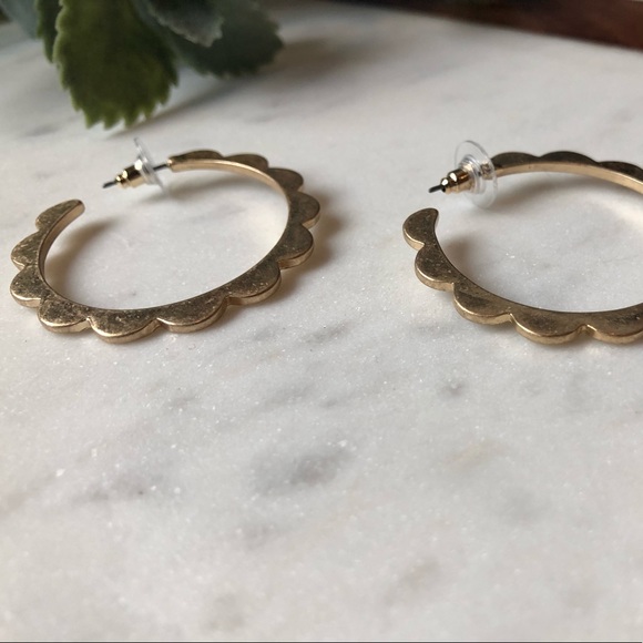 The Paisley - Scalloped Vintage Gold Hoops - Picture 3 of 5